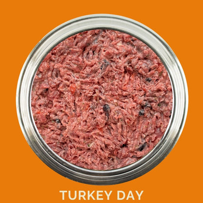 Raw turkey dog food – Turkey Day Recipe in a bowl, ideal for dogs, made from premium, pasture-raised turkey.